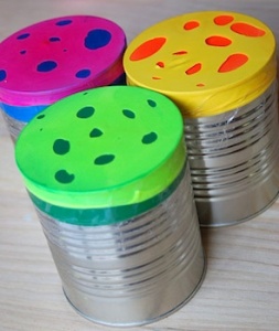 Quirky Momma tin can balloon drums