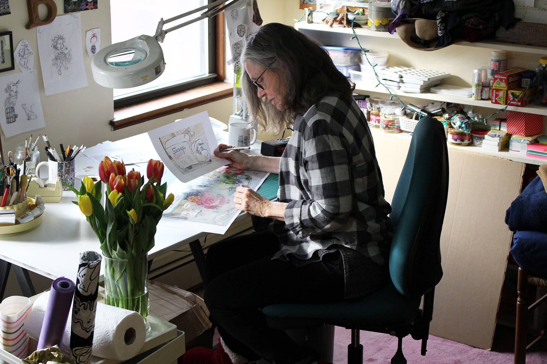 V AT THE DRAWING TABLE